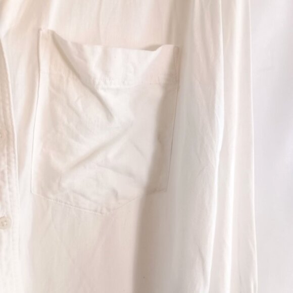 Banana Republic Linen Blend White Blouse XL Mandarin Collar Button Front - Picture 9 of 9